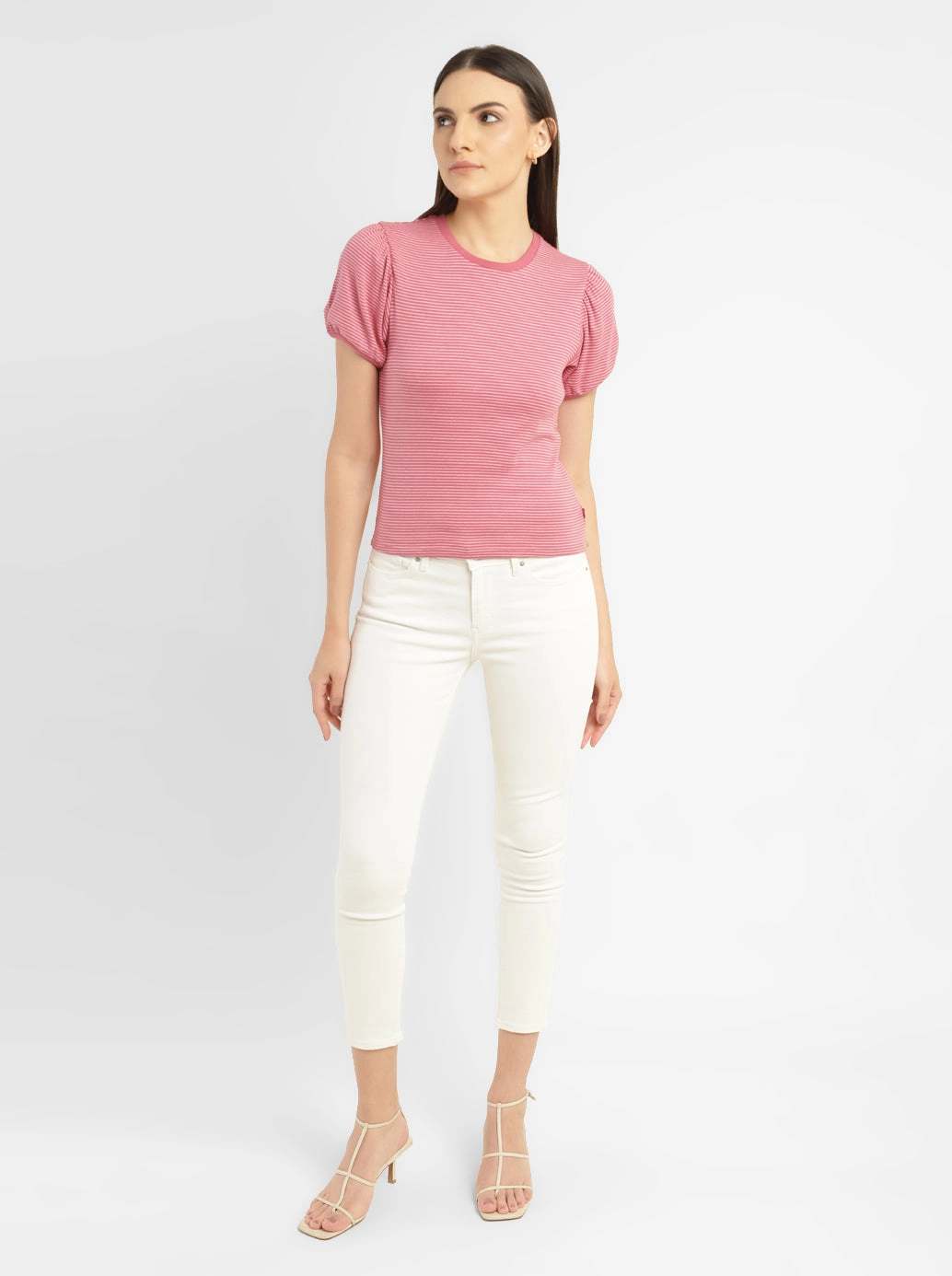 Women's Striped Pink Round Neck Top