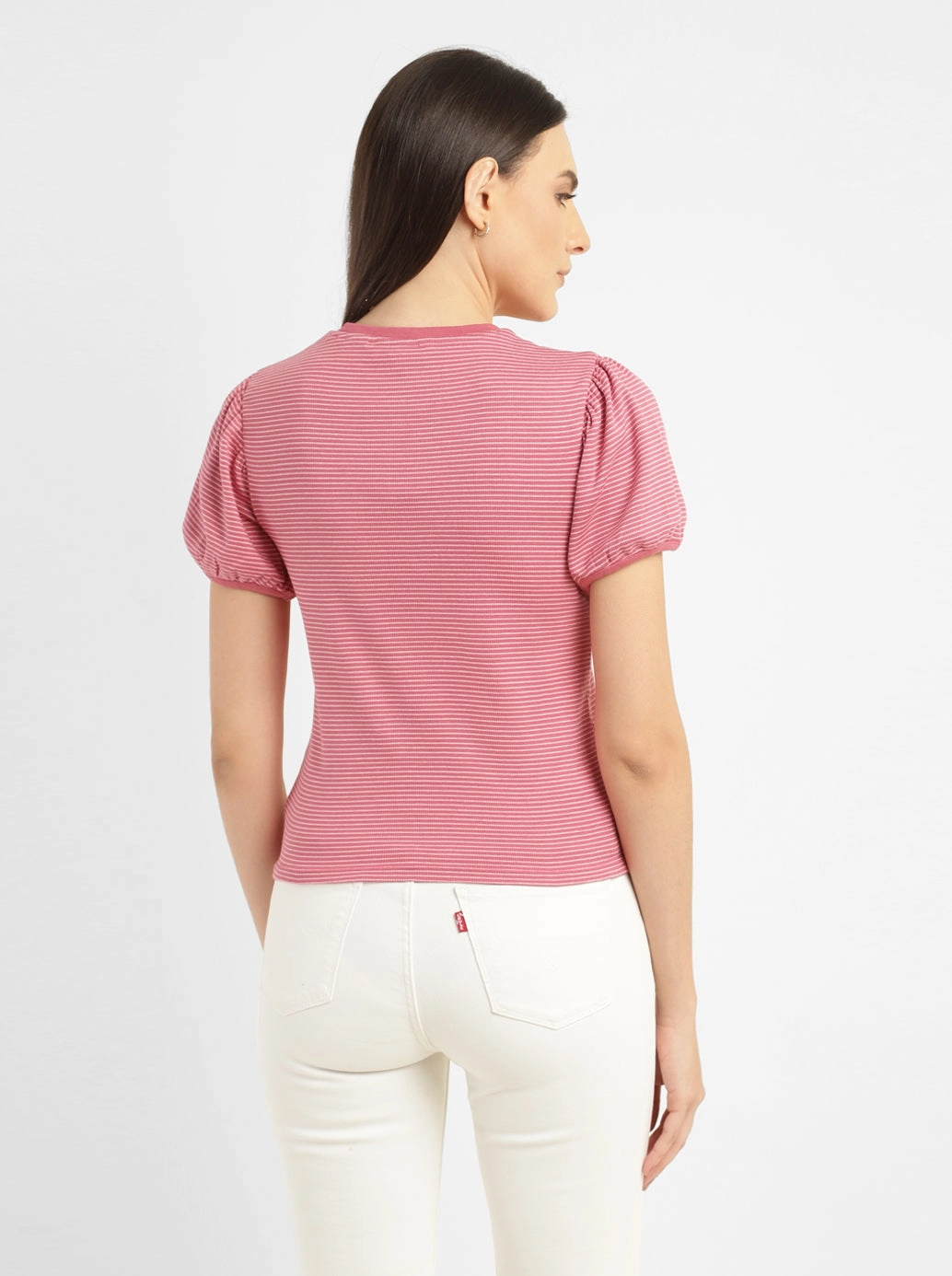Women's Striped Pink Round Neck Top