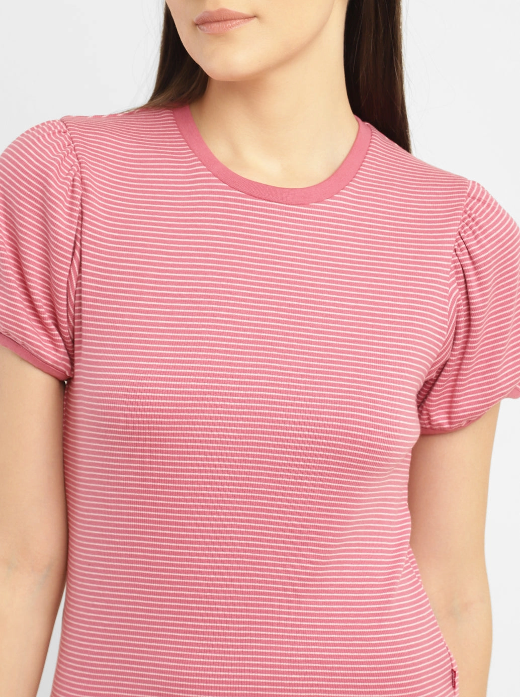 Women's Striped Pink Round Neck Top