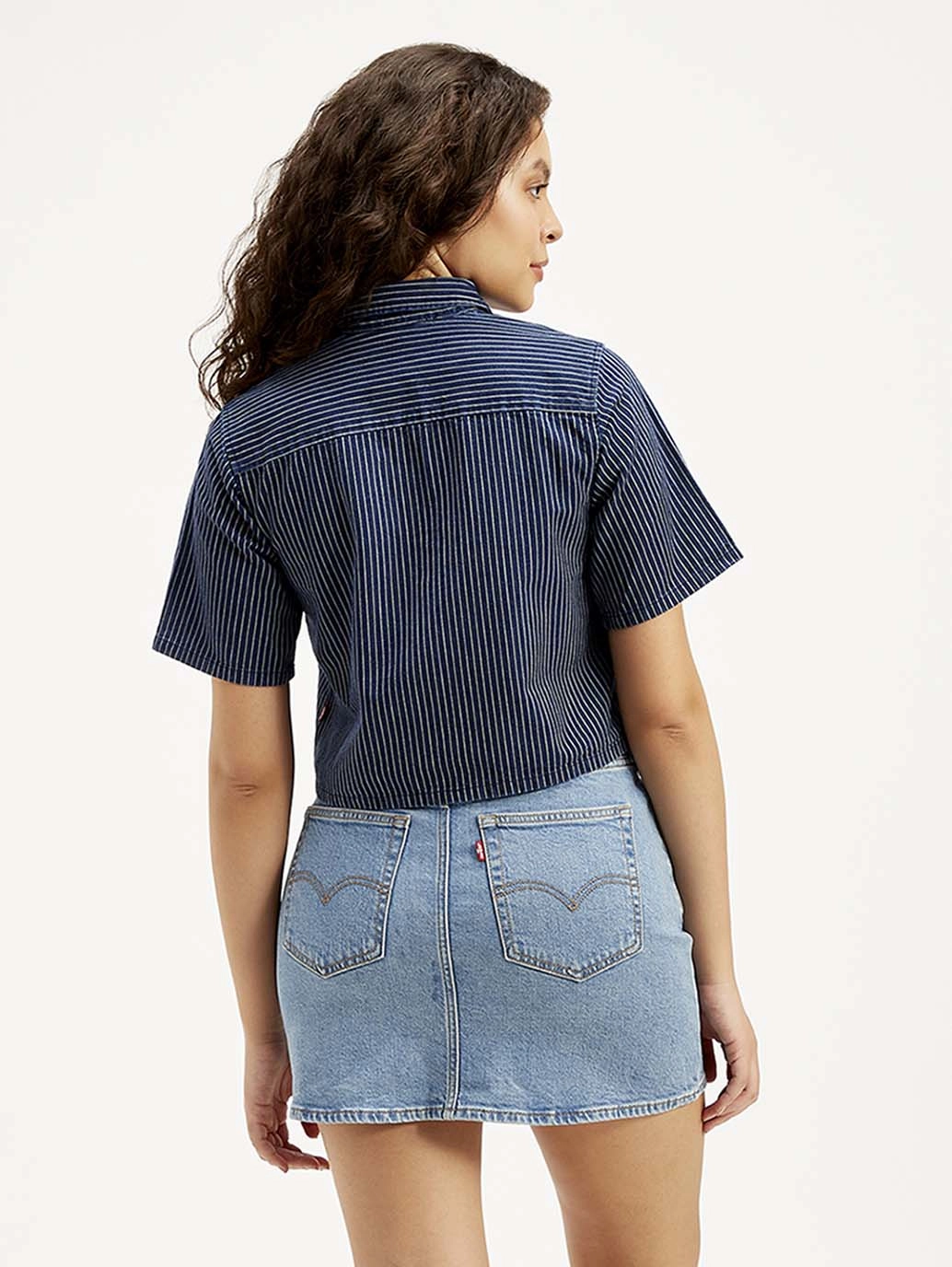 Women's Striped Spread Collar Shirt