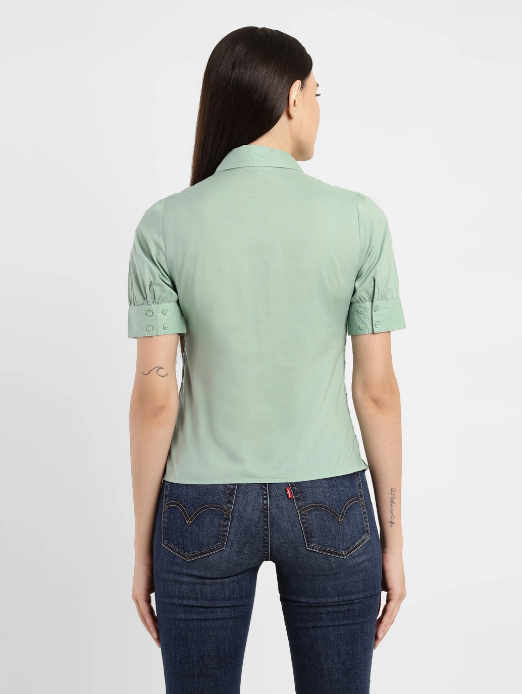 Women's Textured Spread Collar Shirt
