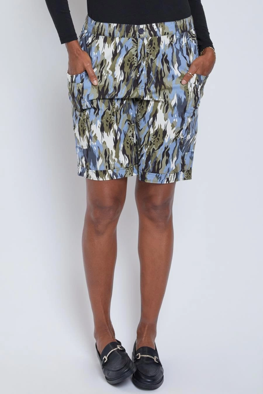 Women's Wide Leg Bermuda Shorts with Big Pockets