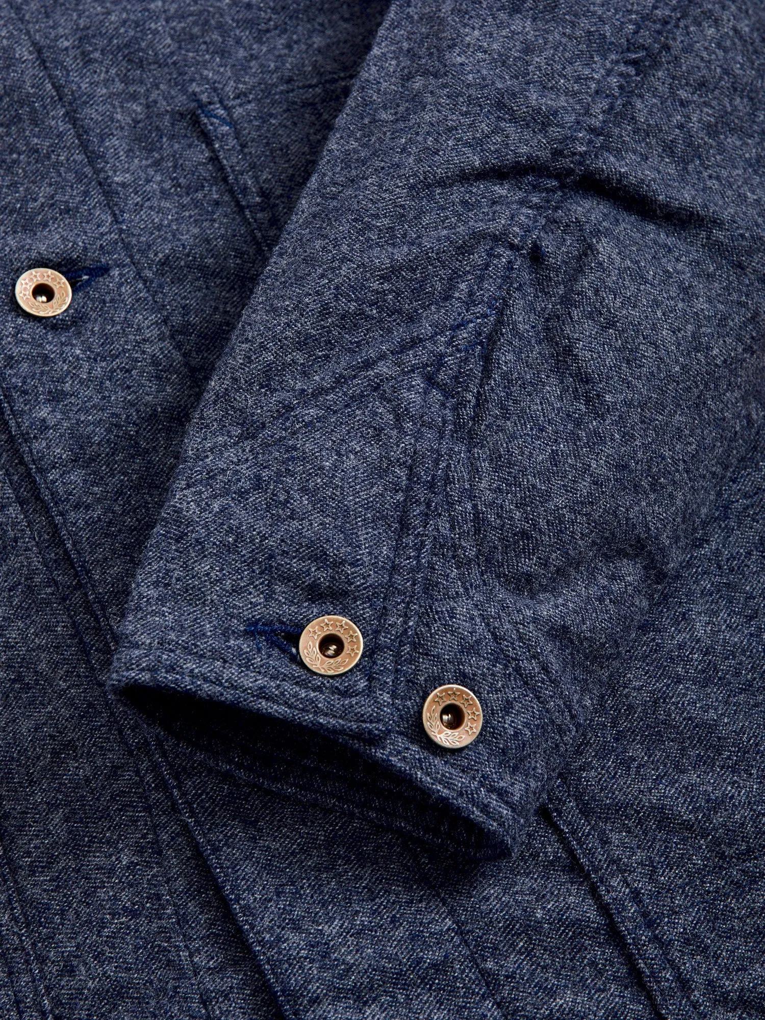 Wool Cashmere Herringbone Chore Coat in Navy