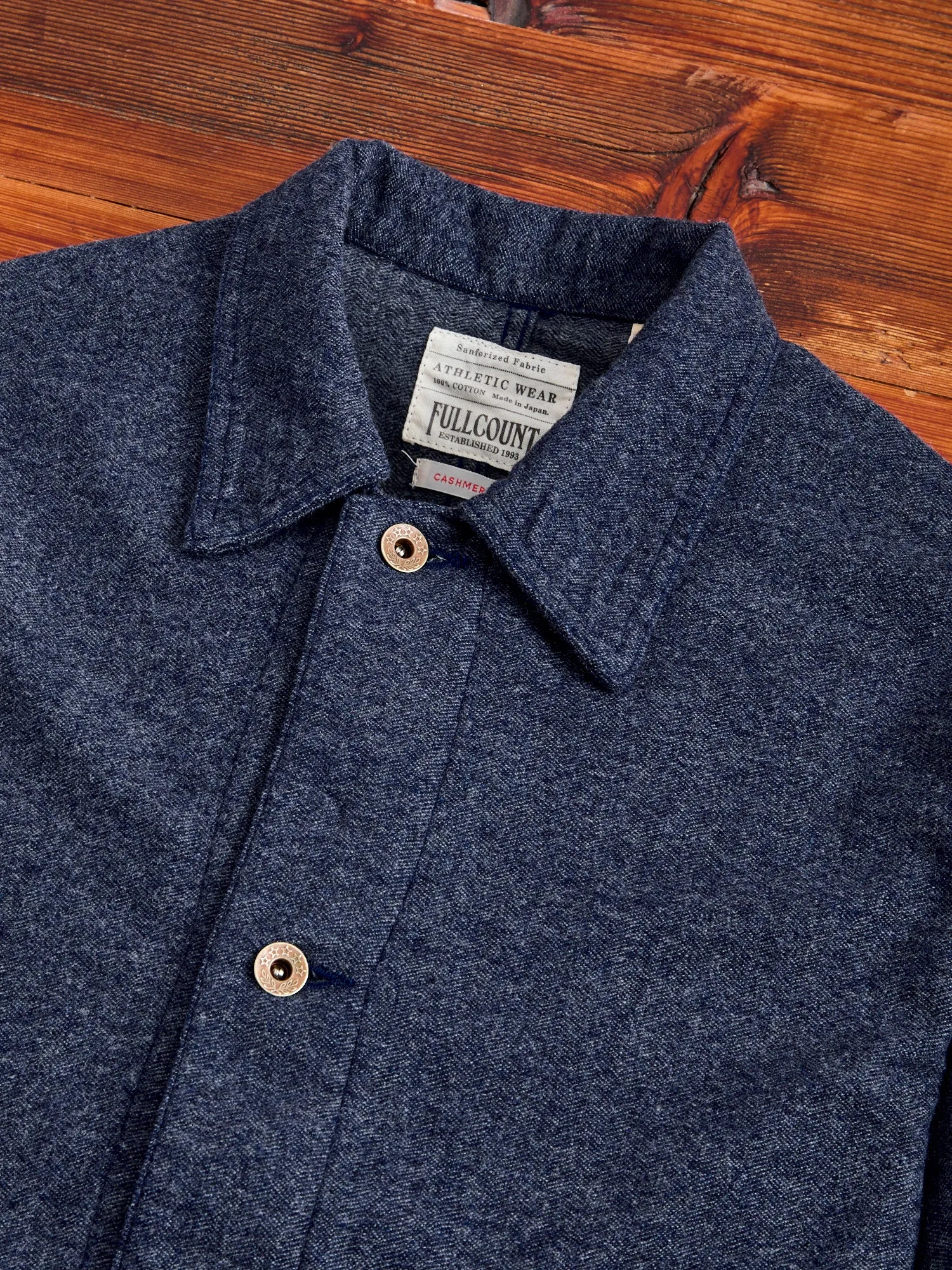 Wool Cashmere Herringbone Chore Coat in Navy