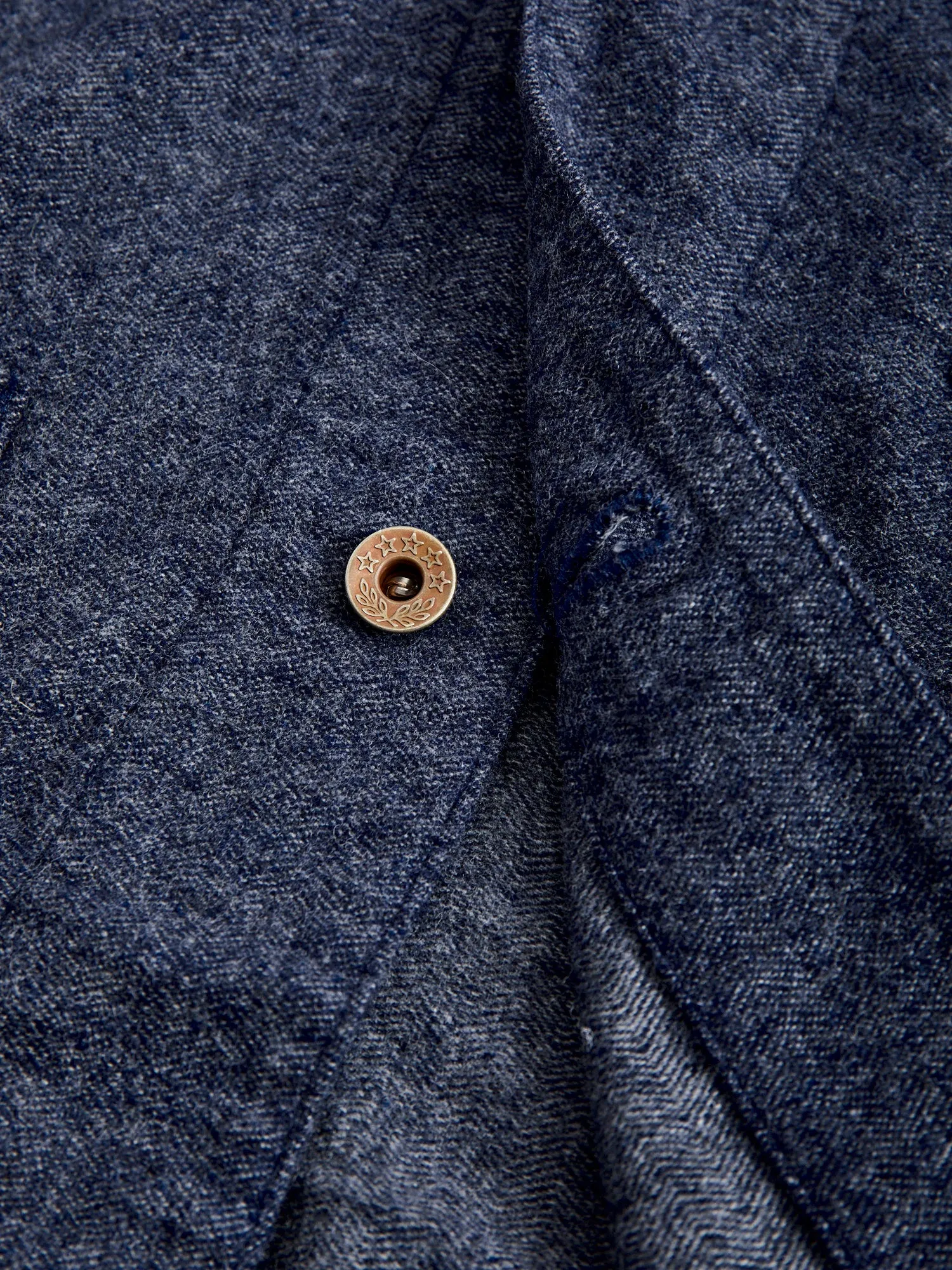Wool Cashmere Herringbone Chore Coat in Navy