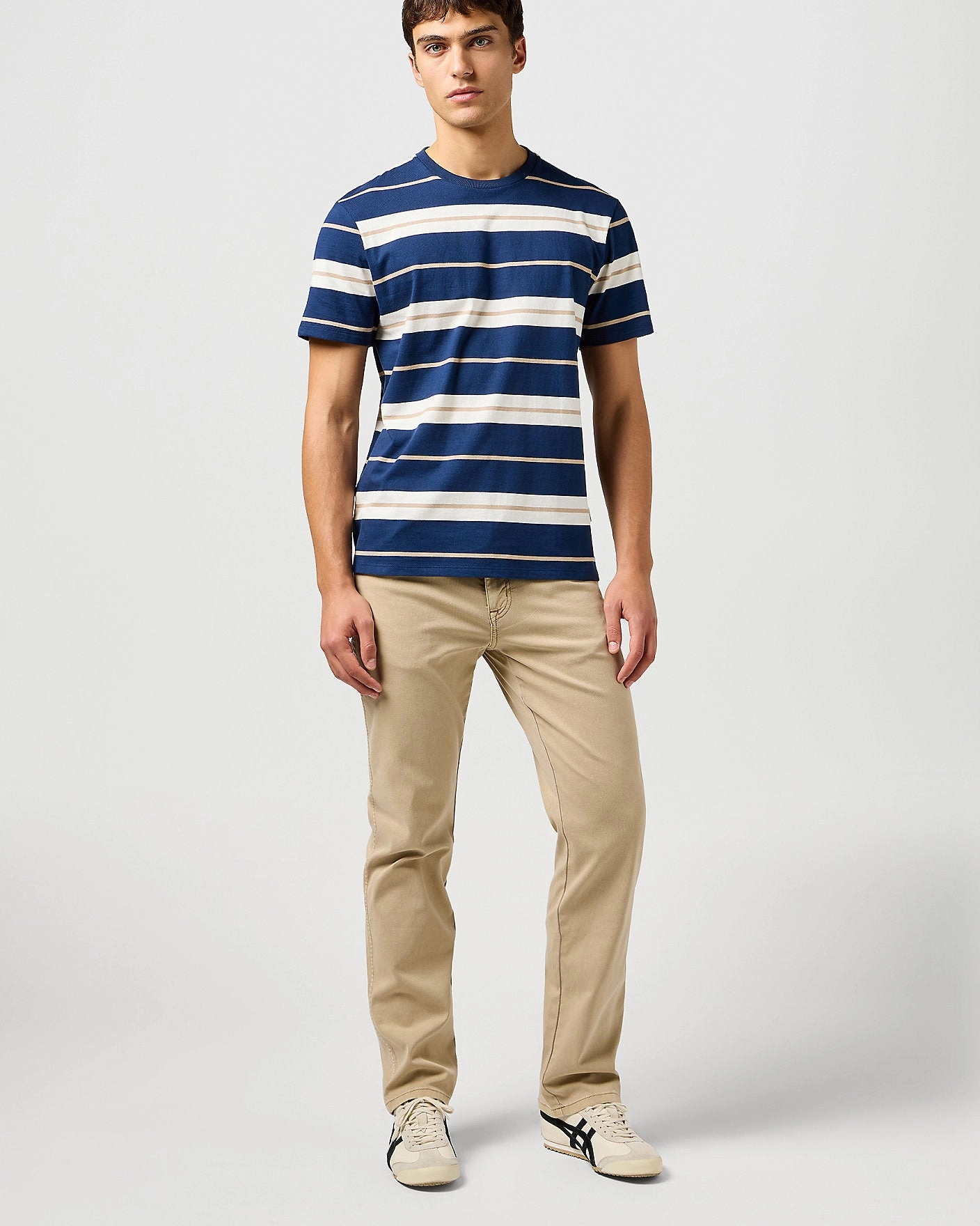 Wrangler Texas Stretch Authentic Straight Cotton Dobby Trousers - Timberwolf