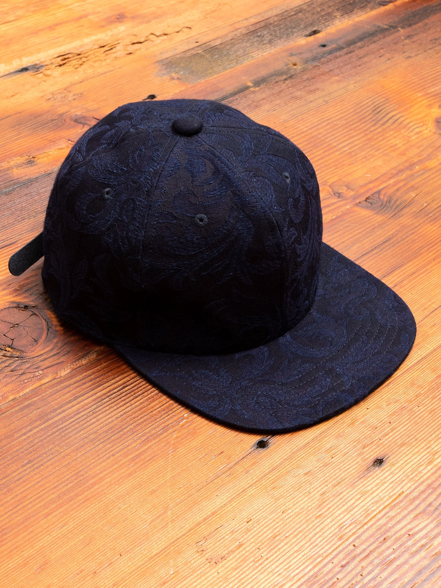 Yarn Dyed Plant Jacquard Baseball Cap in Indigo