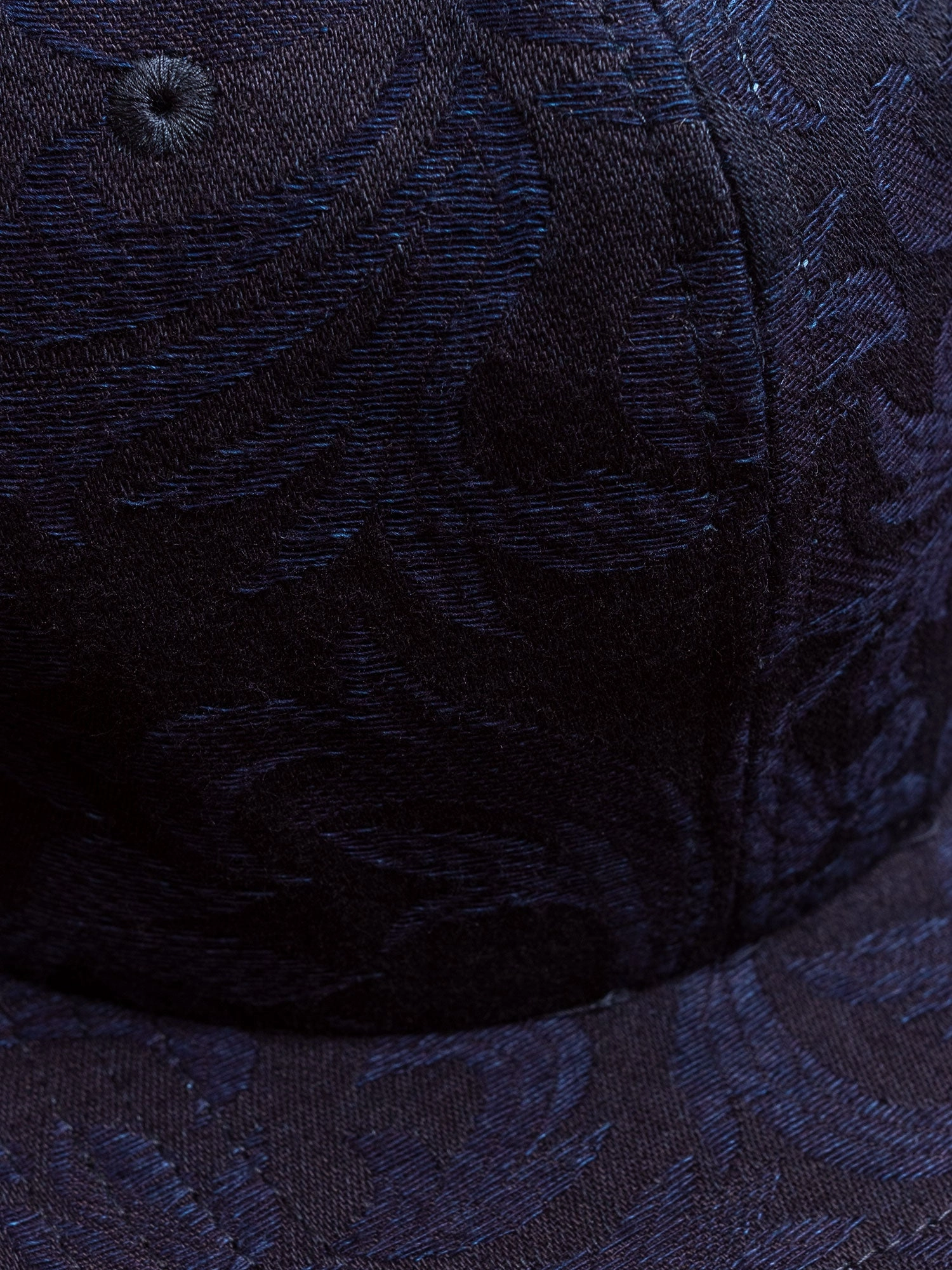 Yarn Dyed Plant Jacquard Baseball Cap in Indigo