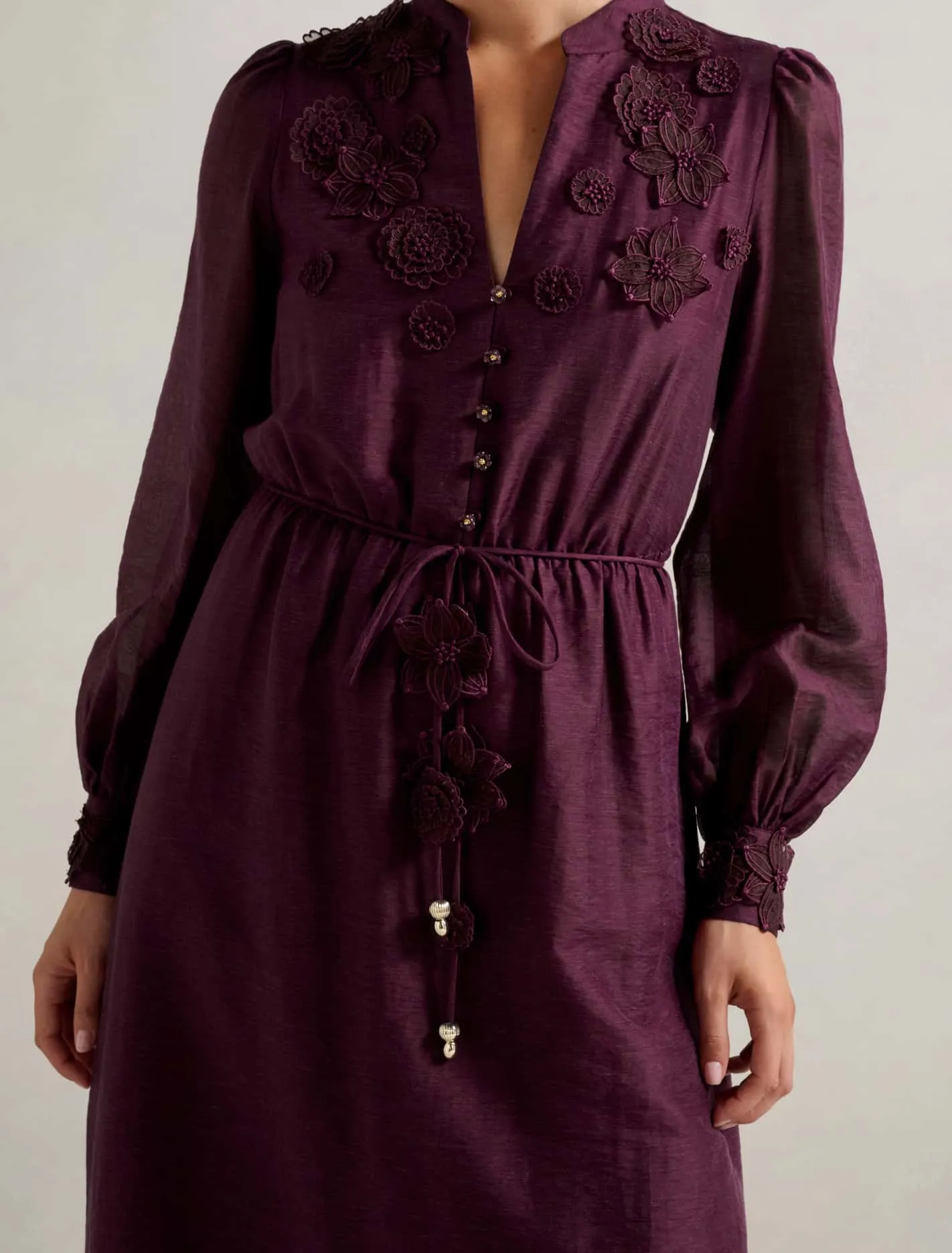 Yasmin Floral Applique Midi Dress