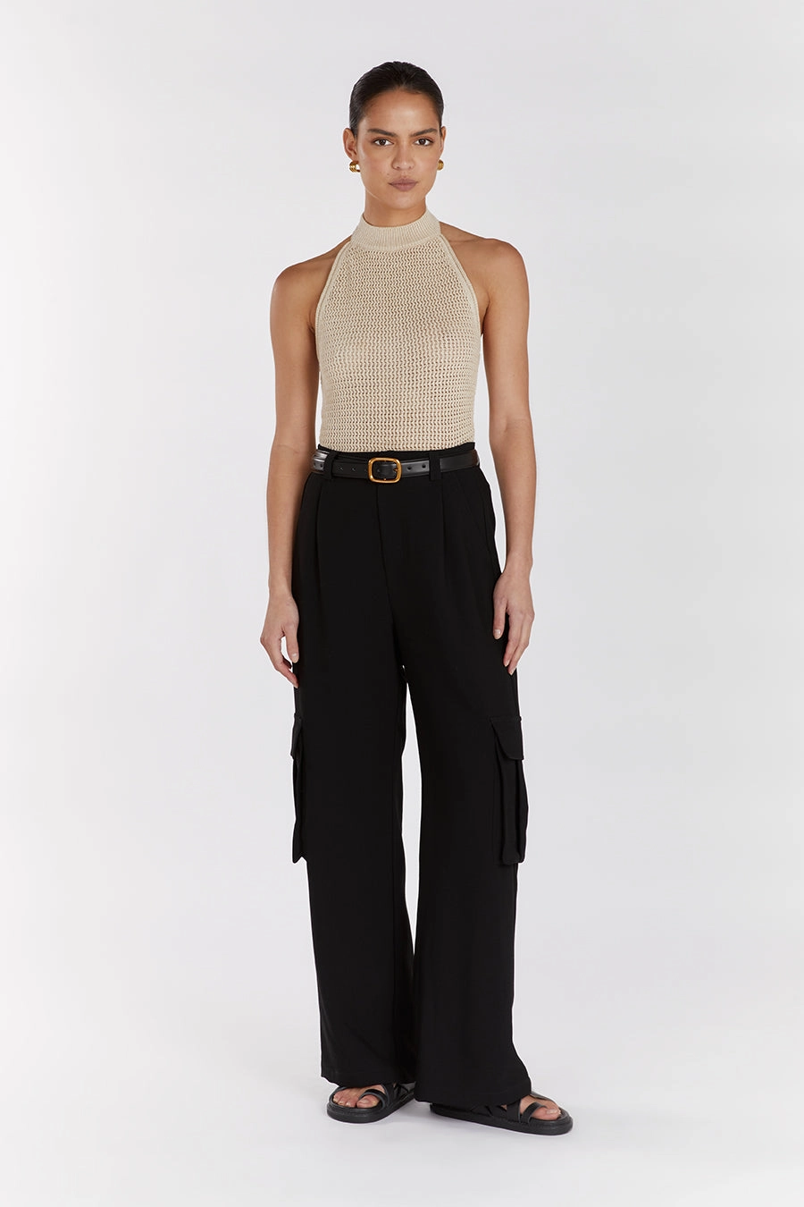 ZADIE NATURAL CROCHET HALTER TOP