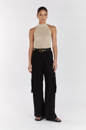 ZADIE NATURAL CROCHET HALTER TOP
