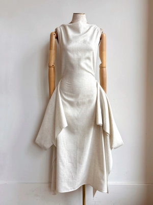 Zero-Waste Dress in Oatmeal Linen