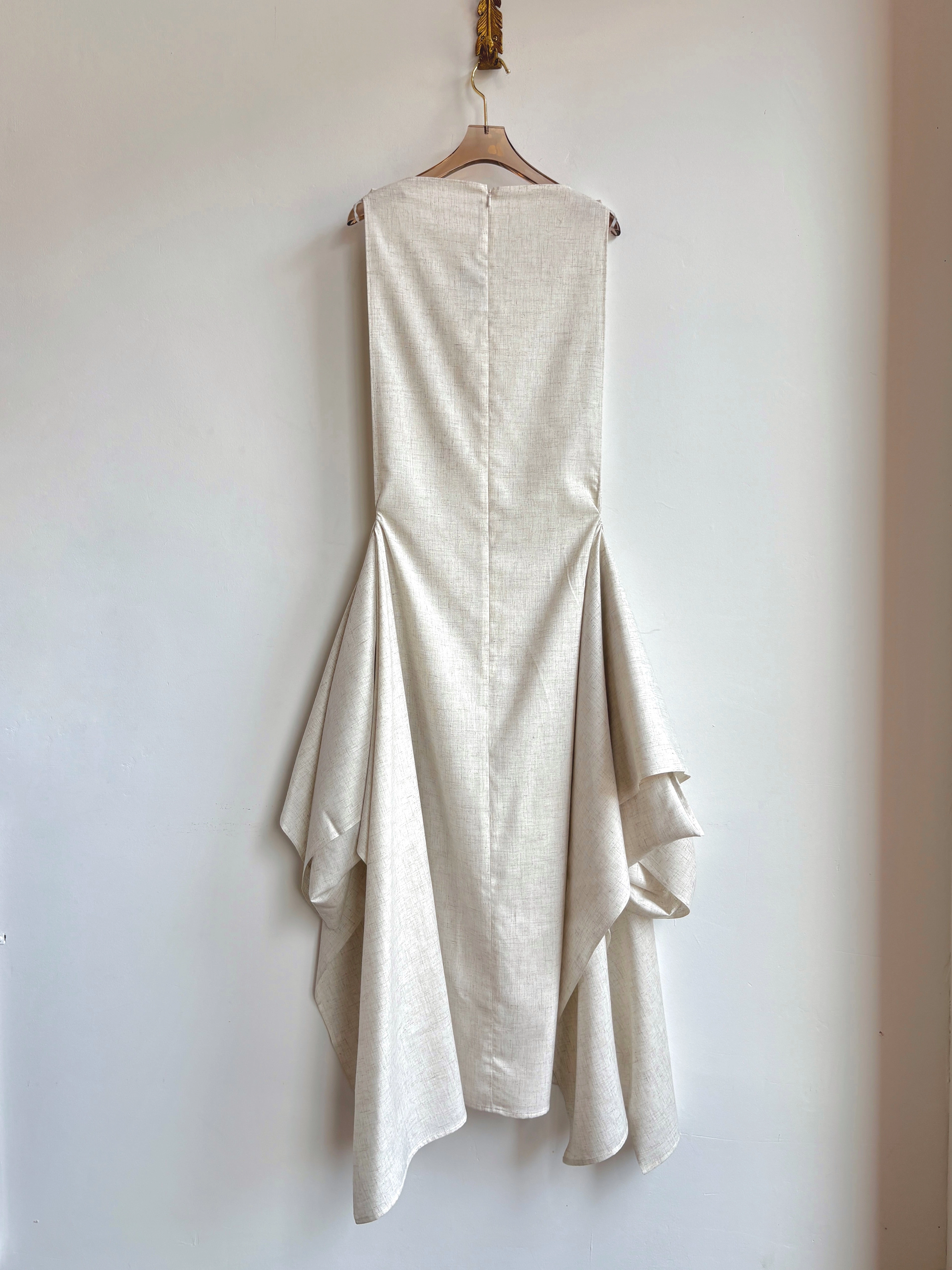 Zero-Waste Dress in Oatmeal Linen