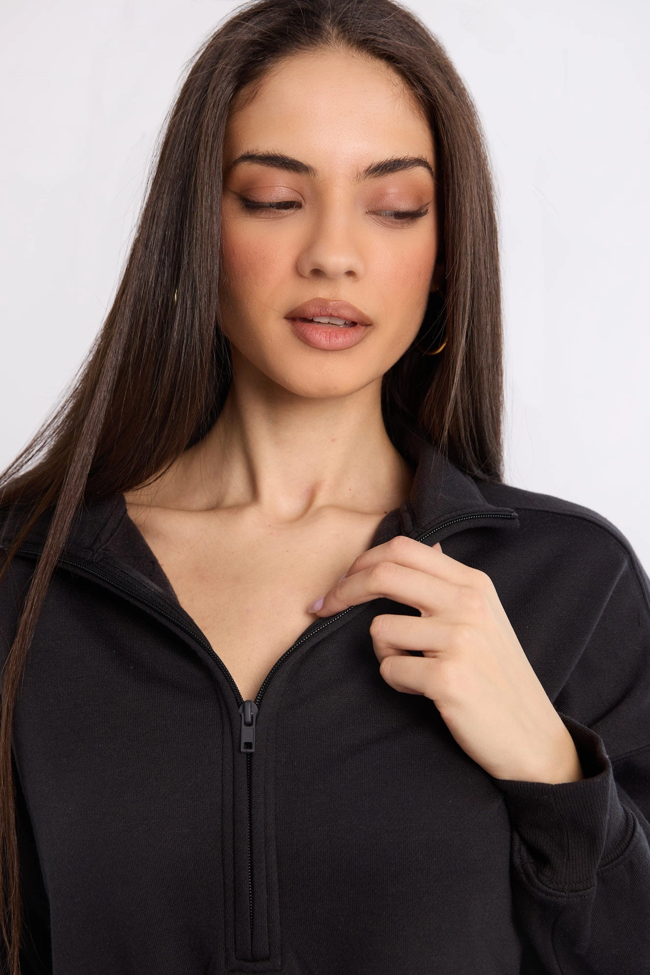 Zip-Up Fleece Long Sleeve Mock Neck Romper
